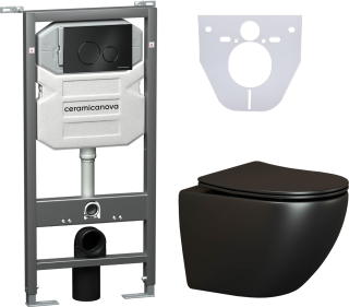 Комплект с инсталляцией Ceramica Nova CN4002MB_1001B_1000 унитаз Metropol CN4002MB крышка-сиденье с микролифтом и инсталляция Envision CN1001B с чёрной матовой кнопкой смыва Round